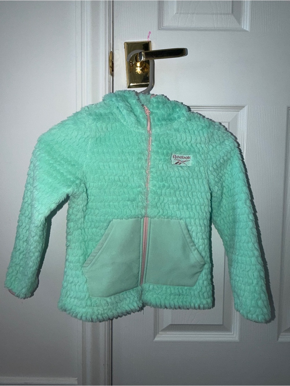 Reebok Kids Mint Green Fleece Jacket with Pink Trim